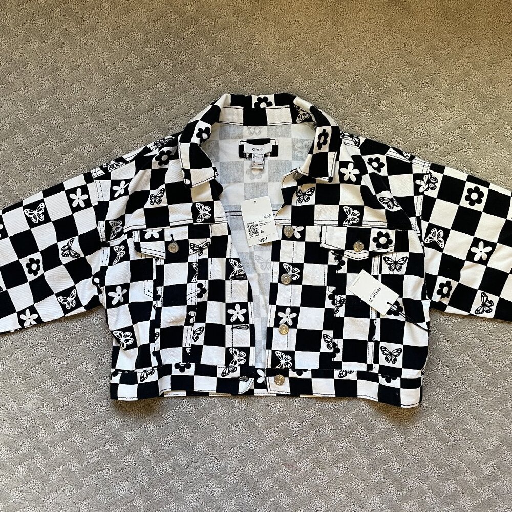 NWT Forever 21 Checkered Crop Jacket